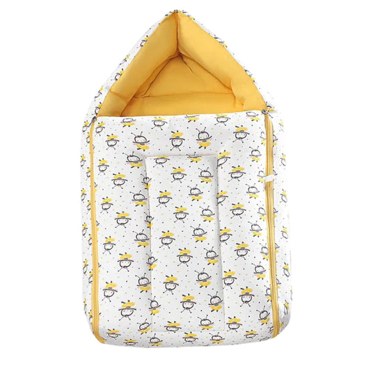 White and Yellow Baby Sleeping Bag with Hood  and Zip