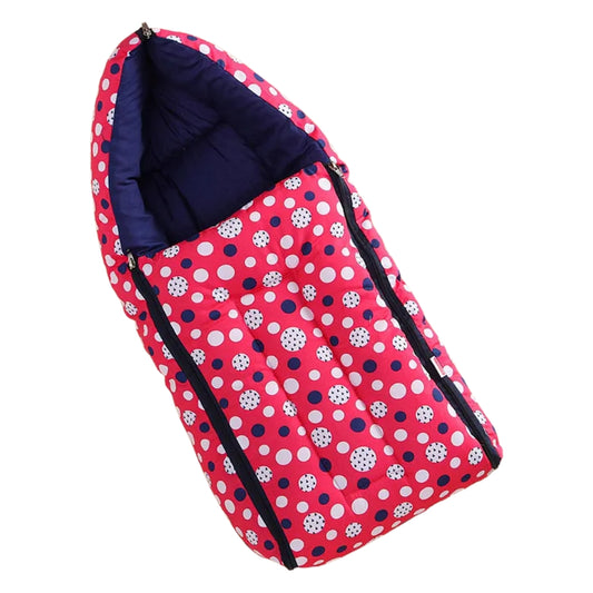 Red and Navy Baby Sleeping Bag with Hood  and Zip