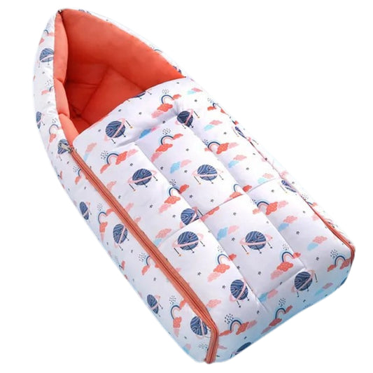 White and Orange Baby Sleeping Bag with Hood  and Zip