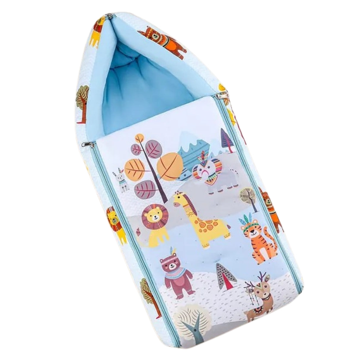 Light Blue Baby Sleeping Bag with Hood  and Zip