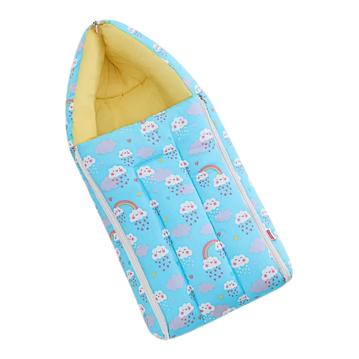 Light Blue and Yellow Baby Sleeping Bag with Hood  and Zip