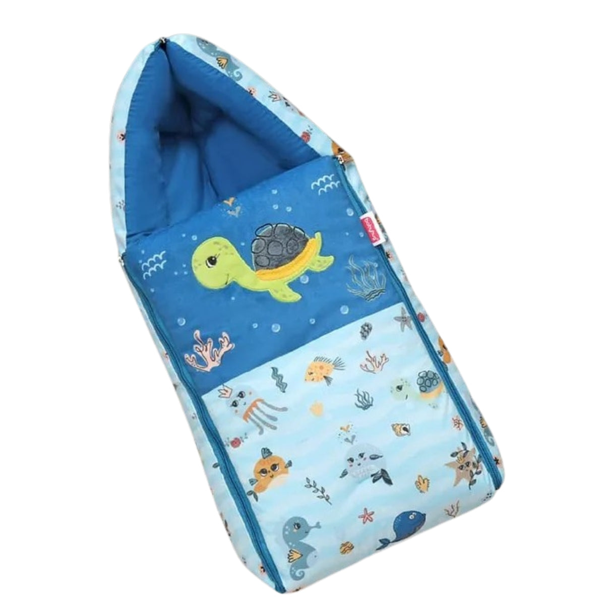 Blue and Light Blue Baby Sleeping Bag with Hood  and Zip