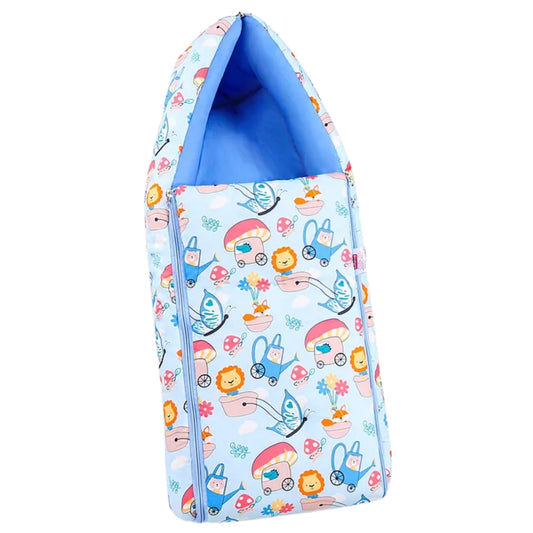 Light Blue Cotton Baby Sleeping Bag with Hood  and Zip