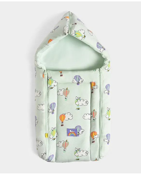Pale Mint Green Baby Sleeping Bag with Hood  and Zip