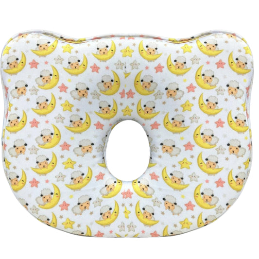 White Sleeping Lamb and Crescent Moon Memory Foam Baby Pillow