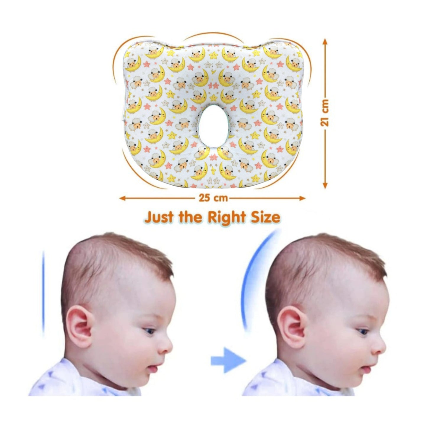 White Sleeping Lamb and Crescent Moon Memory Foam Baby Pillow