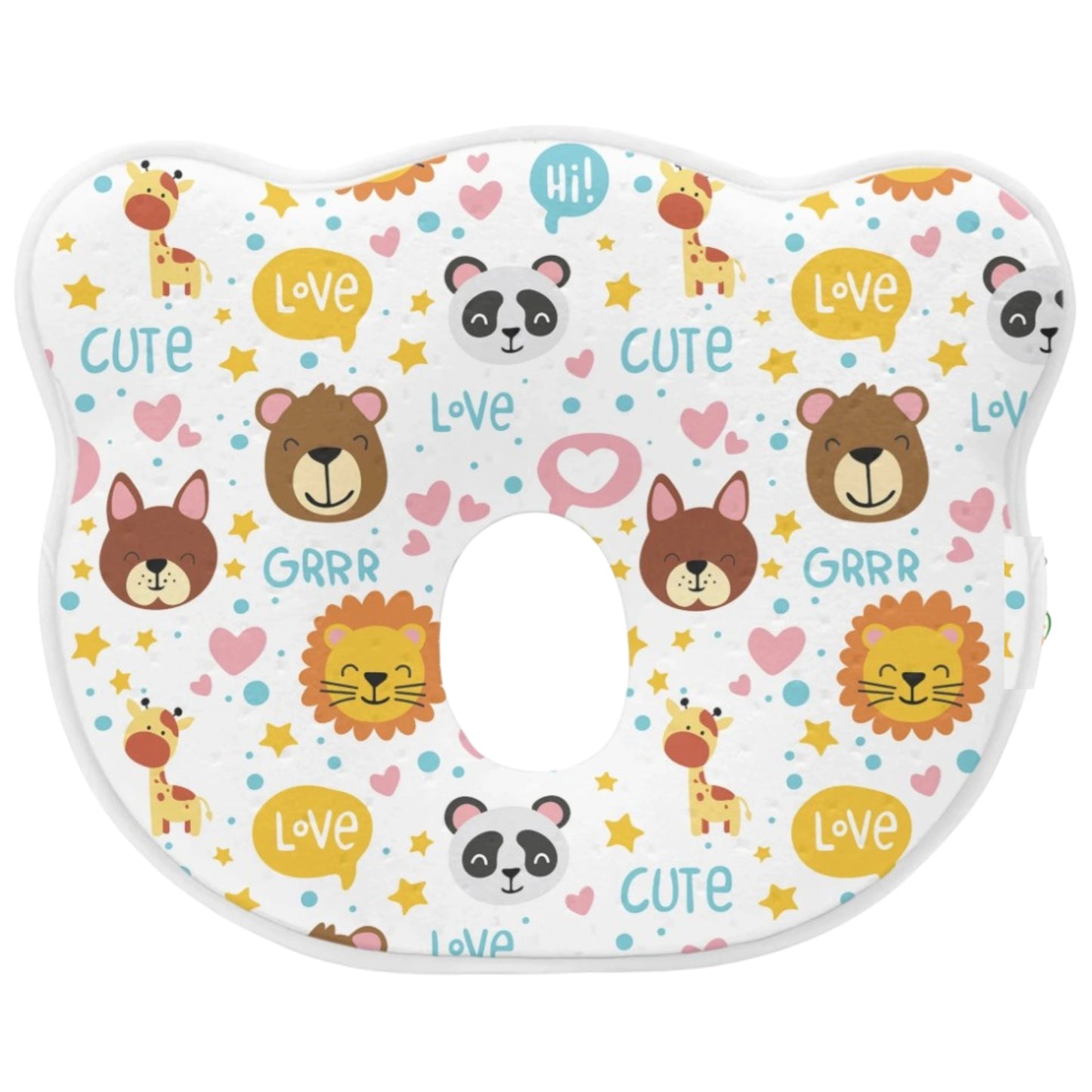 White Jungle Safari Memory Foam Cotton Baby Pillow
