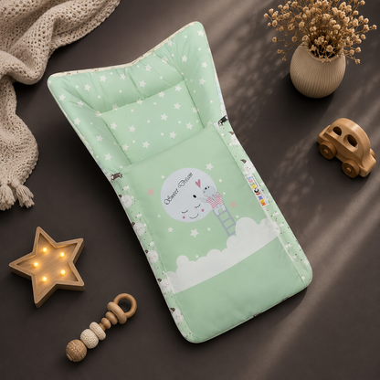 Sage Green Cotton Baby Sleeping Bag with Hood and Zip