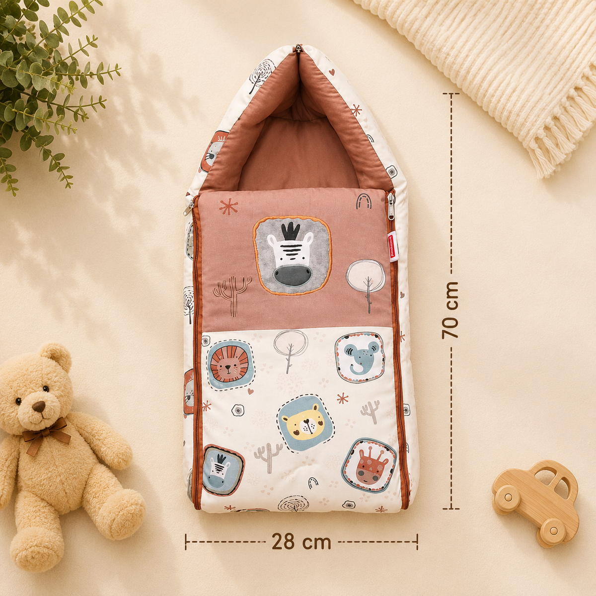 Brown Pokemon Cotton Baby Sleeping Bag with Hood and Zip