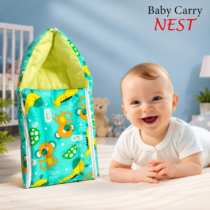 Turquoise Dinosaur Print Baby Carry Nest Soft Padded Baby Sleeping