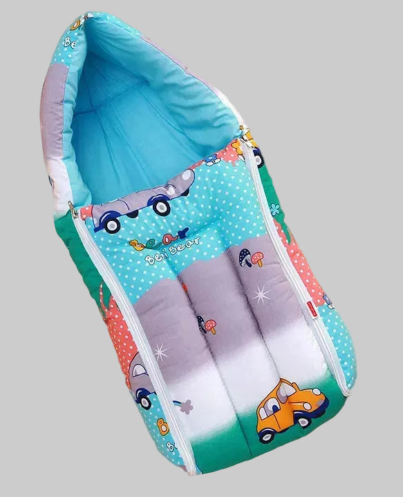 Multicolor Cotton Baby Sleeping Bag with Hood and Zip