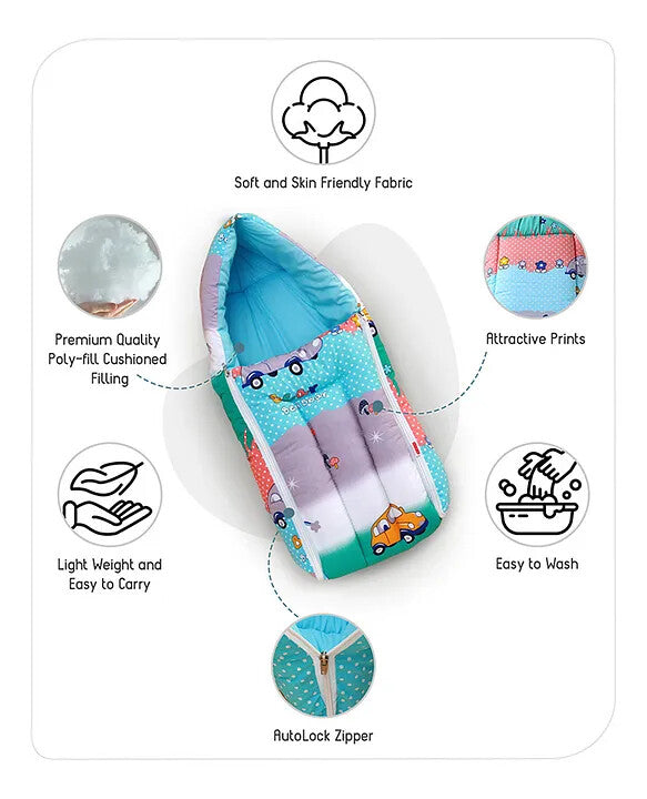 Multicolor Cotton Baby Sleeping Bag with Hood and Zip