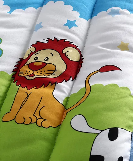 Blue and Green Cotton Baby Sleeping Bag with Hood and Zip
