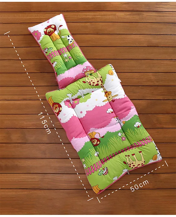 Pink and Green Cotton Baby Sleeping Bag with Hood and Zip