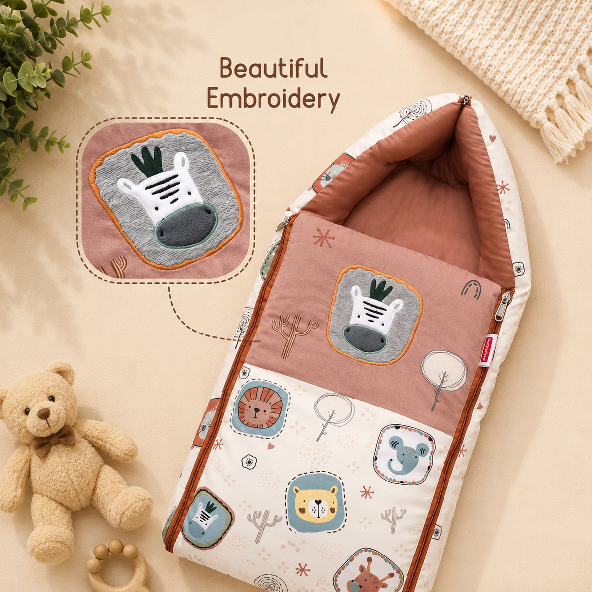 Brown Pokemon Cotton Baby Sleeping Bag with Hood and Zip