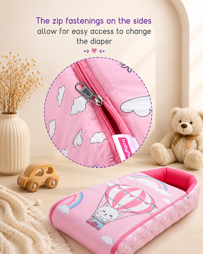 Pink Rainbow Cat Print Soft Padded Baby Sleeping Carry Nest