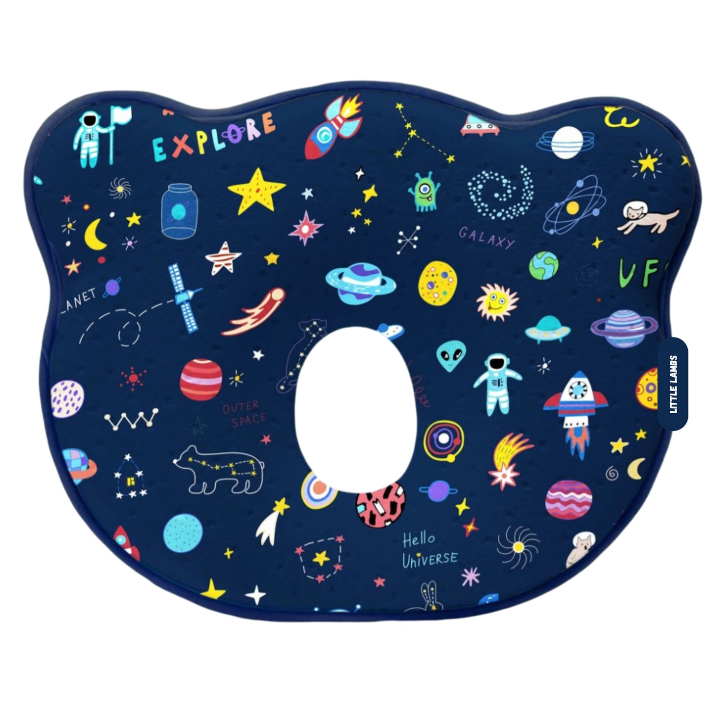 Navy Blue Space Explore Memory Foam Cotton Baby Pillow