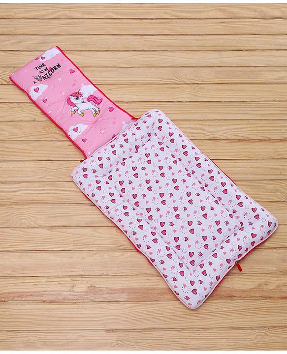 Pink and White Cotton Baby Sleeping Bag with Hood  and Zip