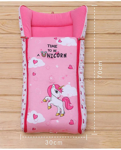 Pink and White Cotton Baby Sleeping Bag with Hood  and Zip