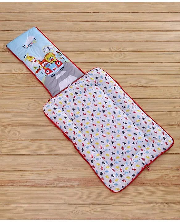 Red and Light Blue Baby Sleeping Bag with Hood  and Zip