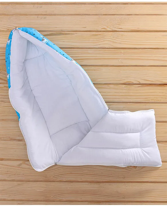 Blue and White Cotton Baby Sleeping Bag with Hood  and Zip