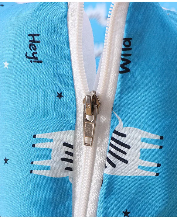 Blue and White Cotton Baby Sleeping Bag with Hood  and Zip