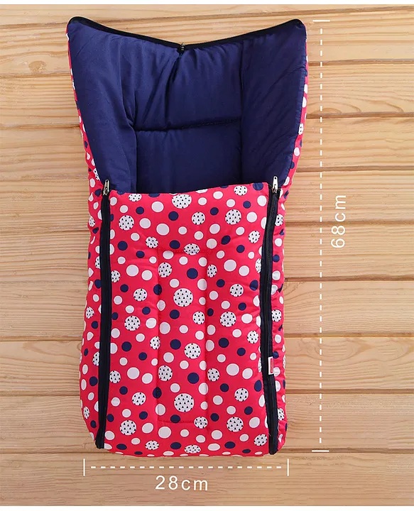 Red and Navy Baby Sleeping Bag with Hood  and Zip