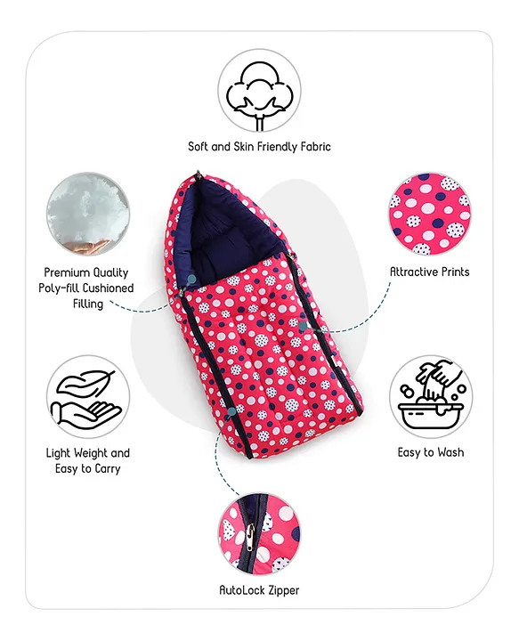 Red and Navy Baby Sleeping Bag with Hood  and Zip