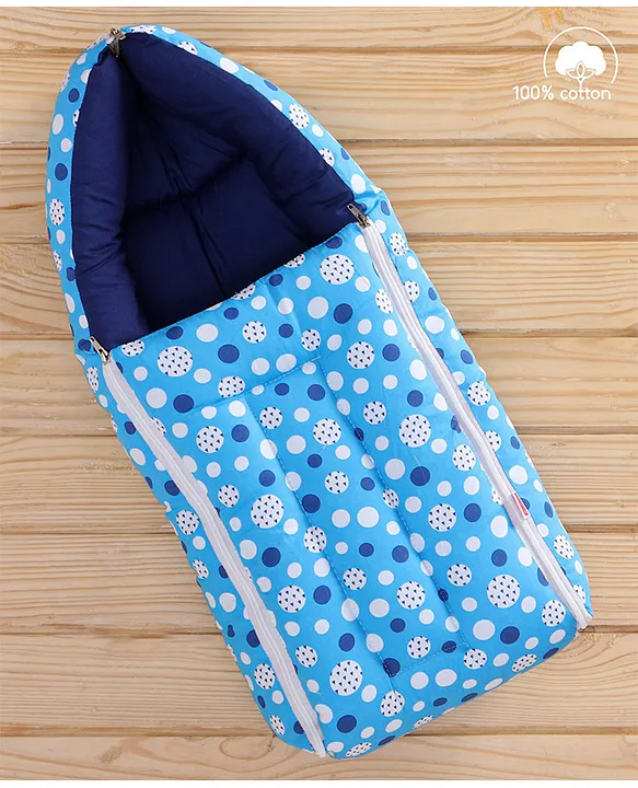 Blue and Navy Baby Sleeping Bag with Hood  and Zip