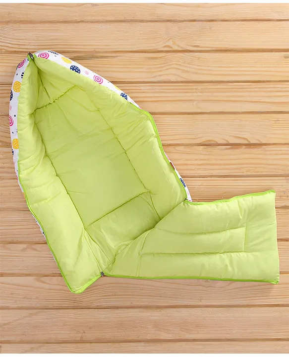 White and Green Baby Sleeping Bag with Hood  and Zip