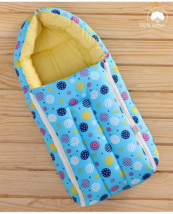 Blue and Yellow Baby Sleeping Bag with Hood  and Zip