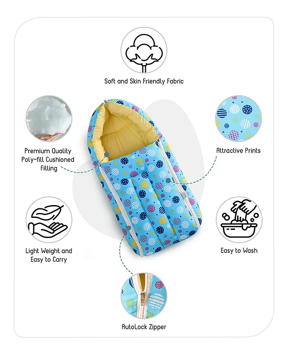 Blue and Yellow Baby Sleeping Bag with Hood  and Zip