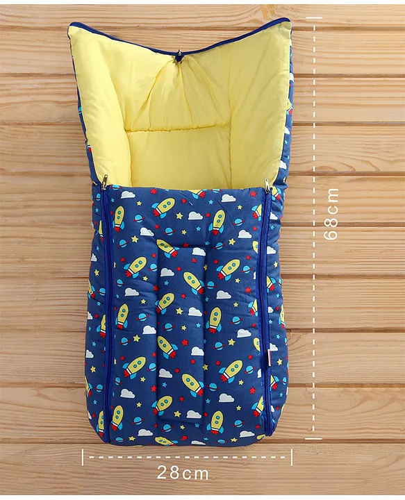Blue Cotton Baby Sleeping Bag with Hood  and Zip