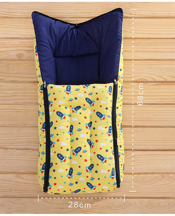 Yellow and Navy Baby Sleeping Bag with Hood  and Zip