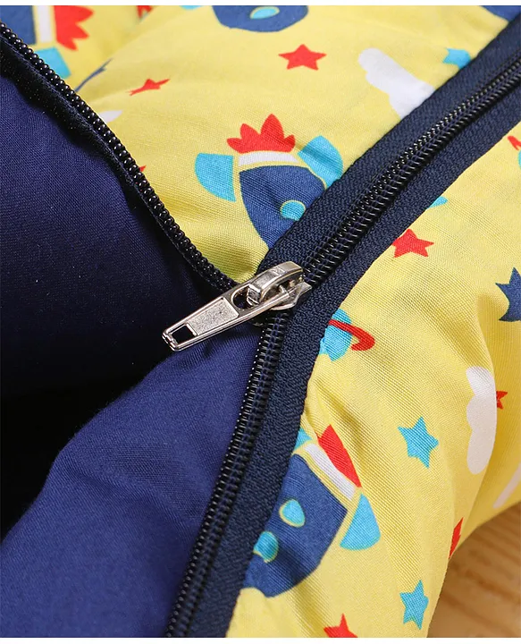 Yellow and Navy Baby Sleeping Bag with Hood  and Zip
