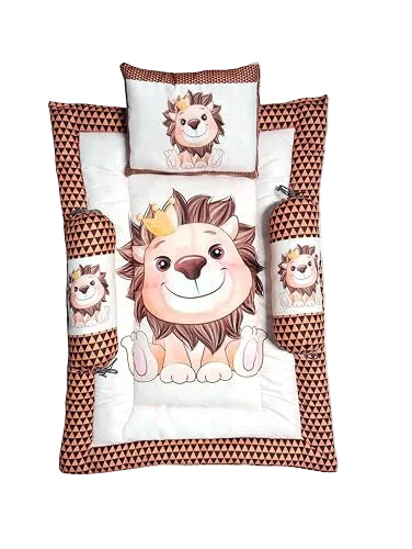 Terracotta and Off-White Cotton Baby Bedding Set with Pillow and Bolsters