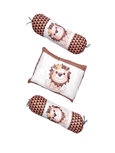 Terracotta and Off-White Cotton Baby Bedding Set with Pillow and Bolsters