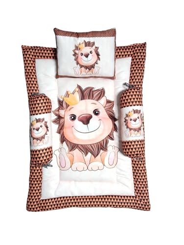Terracotta and Off-White Cotton Baby Bedding Set with Pillow and Bolsters