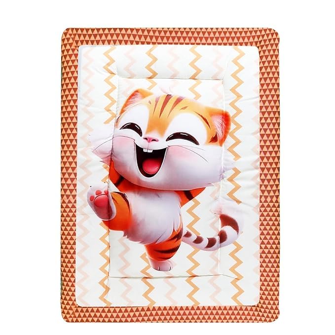 Orange and Off-White Cotton Baby Bedding Set with Pillow and Bolsters