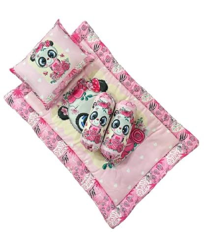 Pink and Light Pink Cotton Baby Bedding Set with Pillow and Bolsters