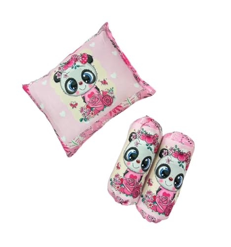 Pink and Light Pink Cotton Baby Bedding Set with Pillow and Bolsters