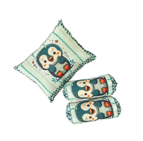 Teal and Cream Cotton Baby Bedding Set with Pillow and Bolsters