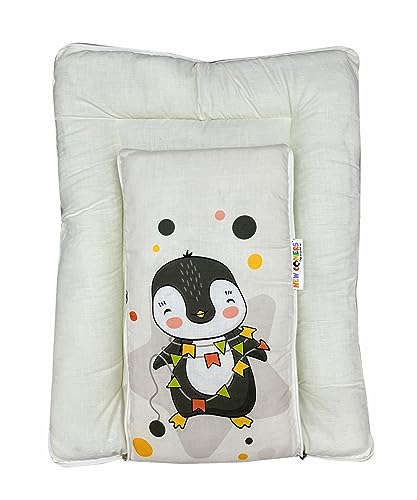 White and Off-White Cotton Baby Sleeping Bag with Hood and Zip