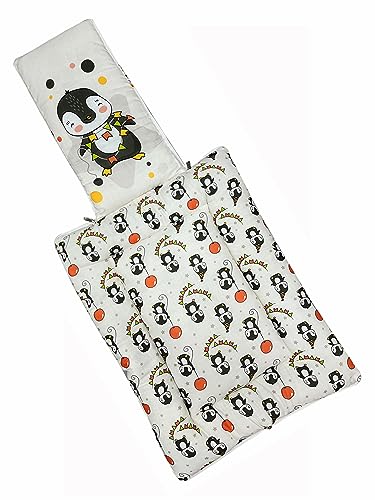 White and Off-White Cotton Baby Sleeping Bag with Hood and Zip