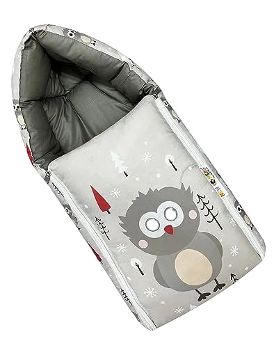 Grey and Dark Grey Cotton Baby Sleeping Bag with Hood and Zip