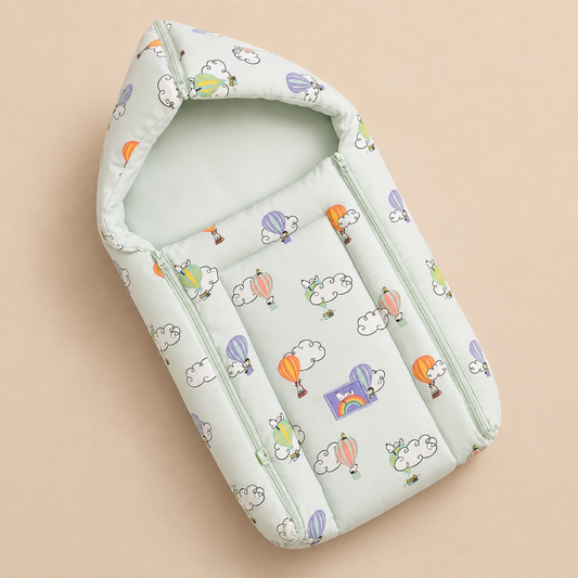 Pale Mint Green Baby Sleeping Bag with Hood  and Zip