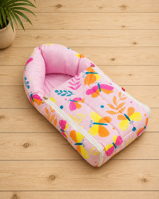 Light Pink Baby Sleeping Bag with Hood  and Zip