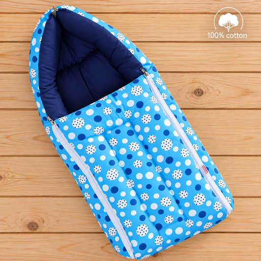 Blue and Navy Baby Sleeping Bag with Hood  and Zip