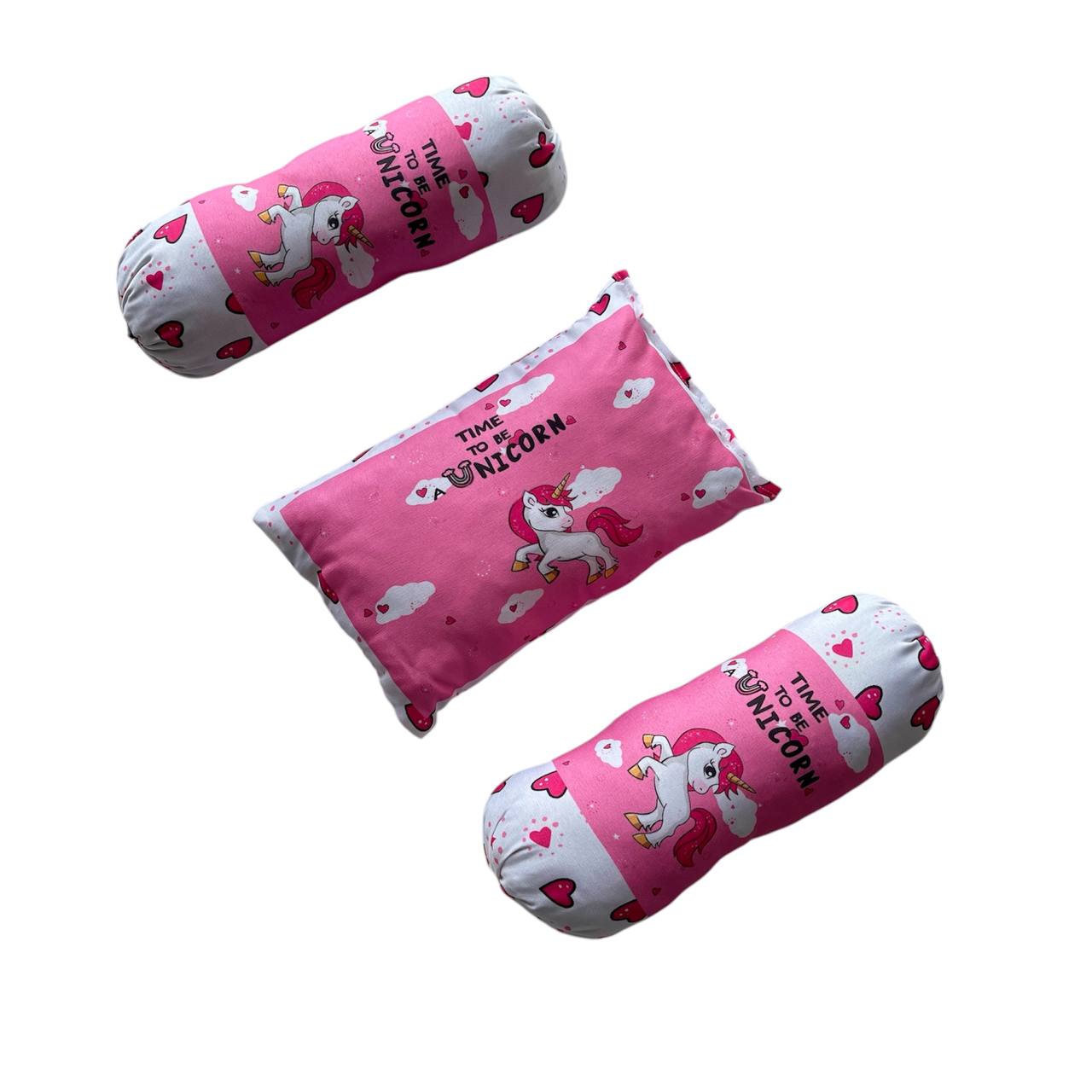Pink and White Cotton Baby Bedding Set with Pillow and Bolsters