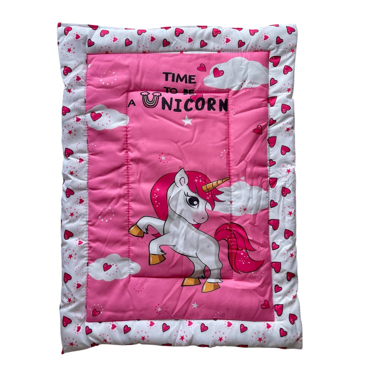 Pink and White Cotton Baby Bedding Set with Pillow and Bolsters